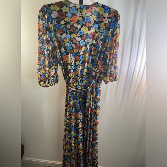 Ganni || Floral Print Mesh Midi Wrap Dress, Size 38 (medium) worn once - Picture 4 of 10